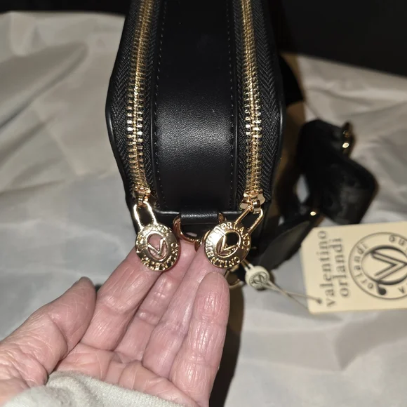 Valentino Black Crossbody with Gold Accents - Picture 6 of 9